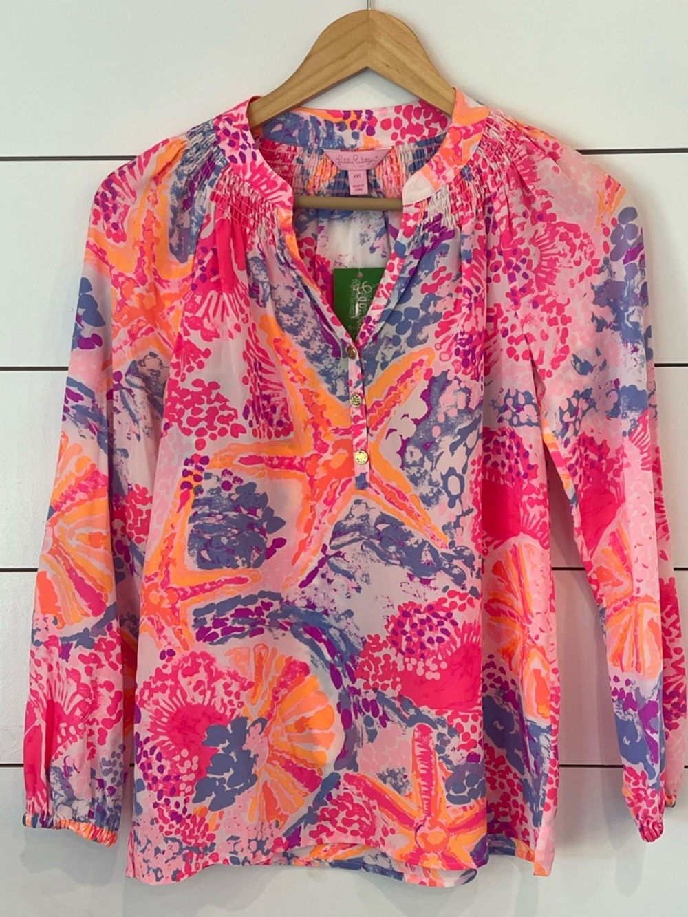NWT Lilly Pulitzer Pink Orange Purple Multi-Print Tunic 100% Silk